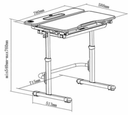 Fun Desk Freessia Blue - Regulowane biurko Cubby