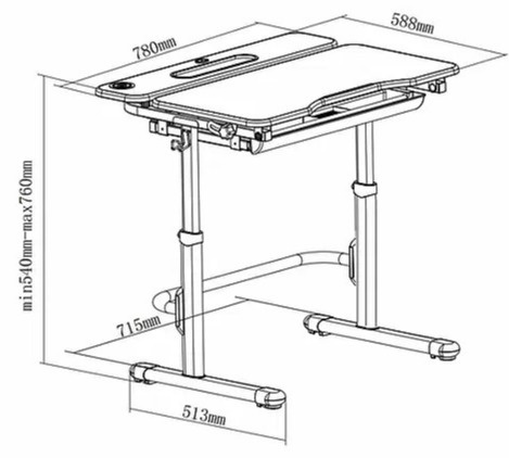 Fun Desk Freessia Blue - Regulowane biurko Cubby Fun Desk Freessia Blue - Regulowane biurko Cubby