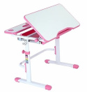 Fun Desk Freessia Pink - Regulowane biurko z szufladą Cubby Biały/Różowy