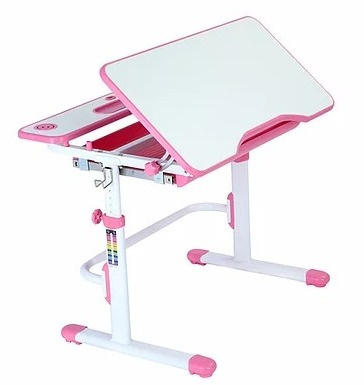 Fun Desk Freessia Pink - Regulowane biurko z szufladą Cubby Biały/Różowy Fun Desk Freessia Pink - Regulowane biurko z szufladą Cubby Biały/Różowy