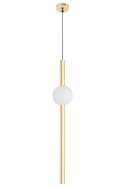 King Home Lampa wisząca LIBRA 90 ON złota stal nierdzewna klosz kula szklany biały