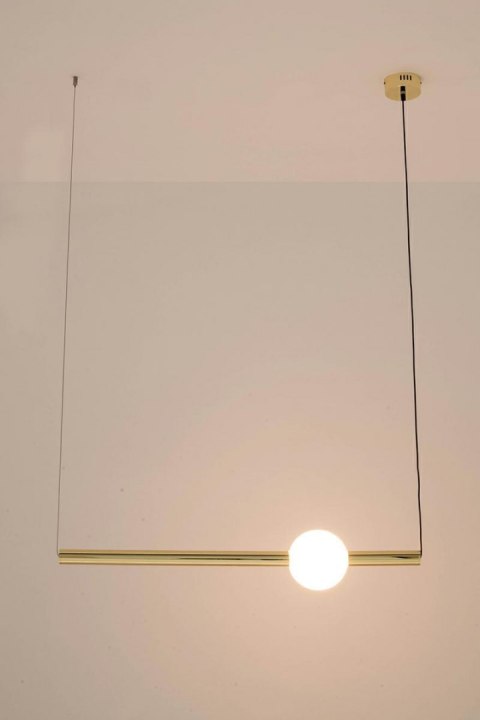 King Home Lampa wisząca LIBRA 90 ON złota stal nierdzewna klosz kula szklany biały King Home Lampa wisząca LIBRA 90 ON złota stal nierdzewna klosz kula szklany biały