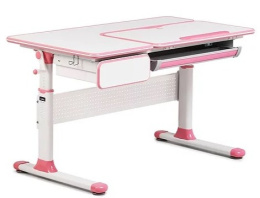Fun Desk Toru Pink - regulowane biurko szkolne Cubby Biały Róż Dziewczęce młodzieżowe