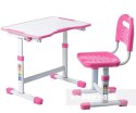 Fun Desk ZESTAW REGULOWANE BIURKO Z KRZESEŁKIEM SOLE II PINK Biały/Róż