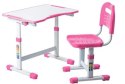 Fun Desk ZESTAW REGULOWANE BIURKO Z KRZESEŁKIEM SOLE II PINK Biały/Róż