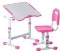 Fun Desk ZESTAW REGULOWANE BIURKO Z KRZESEŁKIEM SOLE II PINK Biały/Róż