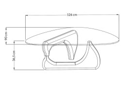 King Home Stolik STABLE BLACK - szkło transparentne typu Float, podstawa drewniana czarny jesion