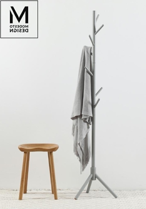 MODESTO wieszak stojący podłogowy STICK szary - naturalne drewno bukowe MODESTO wieszak stojący podłogowy STICK szary - naturalne drewno bukowe