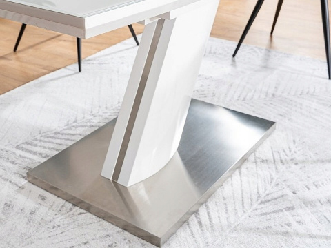 STÓŁ TORONTO ROZKŁADANY SIGNAL BIAŁY MAT 120-160X80 MDF+ SZKŁO HARTOWANE STELAŻ MDF STAL SZCZOTKOWANA PROSTOKĄTNY STÓŁ TORONTO ROZKŁADANY SIGNAL BIAŁY MAT 120-160X80 MDF+ SZKŁO HARTOWANE STELAŻ MDF STAL SZCZOTKOWANA PROSTOKĄTNY