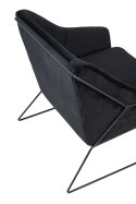 King Home Fotel EMMA VELVET czarny welur - podstawa metalowa czarna dodatkowa poduszka