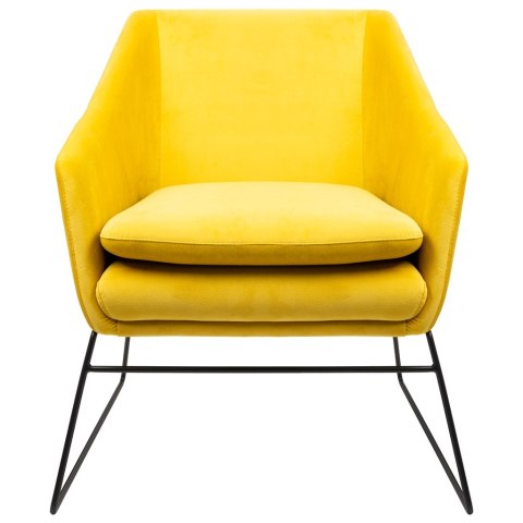 King Home Fotel EMMA tapicerka VELVET żółty welur - podstawa metal lakierowany czarny z dodatkową poduszką King Home Fotel EMMA tapicerka VELVET żółty welur - podstawa metal lakierowany czarny z dodatkową poduszką