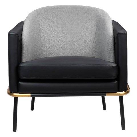 King Home Fotel GUBI czarny ekoskóra tkanina szary - podstawa czarna - złota metalowa King Home Fotel GUBI czarny ekoskóra tkanina szary - podstawa czarna - złota metalowa