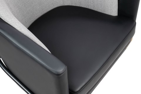 King Home Fotel GUBI czarny ekoskóra tkanina szary - podstawa czarna - złota metalowa King Home Fotel GUBI czarny ekoskóra tkanina szary - podstawa czarna - złota metalowa