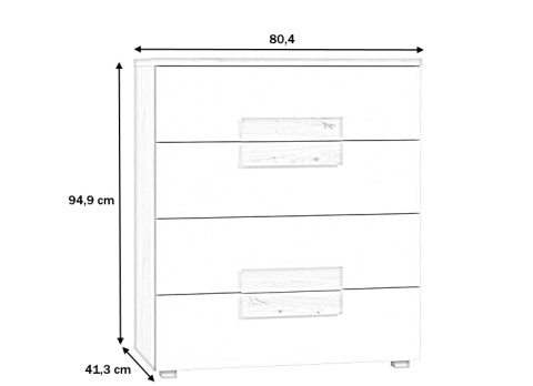 Meble Forte ARKINA LBLK34-C804 Komoda młodzieżowa Biały /Dąb Meble Forte ARKINA LBLK34-C804 Komoda młodzieżowa Biały /Dąb