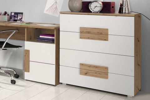 Meble Forte ARKINA LBLK34-C804 Komoda młodzieżowa Biały /Dąb Meble Forte ARKINA LBLK34-C804 Komoda młodzieżowa Biały /Dąb