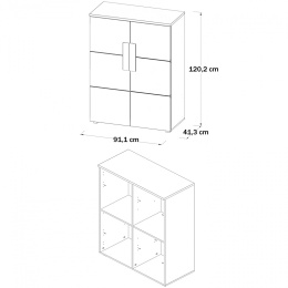 Meble Forte ARKINA LBLK40-C804 Komoda młodzieżowa Biały / Dąb