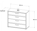 Meble Forte CANMORE CNMK211-C273 Komoda z szufladami Szary/Biały