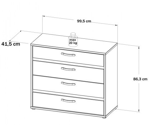 Meble Forte CANMORE CNMK211-C273 Komoda z szufladami Szary/Biały Meble Forte CANMORE CNMK211-C273 Komoda z szufladami Szary/Biały