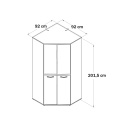 Meble Forte CANMORE CNMS829-C273 Szafa ubraniowa narożna Szary/Biały
