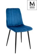 Modesto Design MODESTO krzesło LARA ciemny niebieski - welur, nogi metal czarne Modesto Design MODESTO krzesło LARA ciemny niebieski - welur, nogi metal czarne