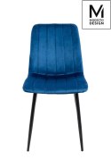 Modesto Design MODESTO krzesło LARA ciemny niebieski - welur, nogi metal czarne