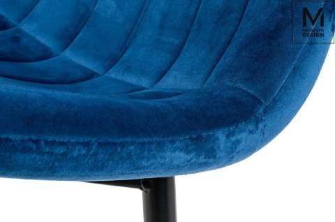 Modesto Design MODESTO krzesło LARA ciemny niebieski - welur, nogi metal czarne Modesto Design MODESTO krzesło LARA ciemny niebieski - welur, nogi metal czarne