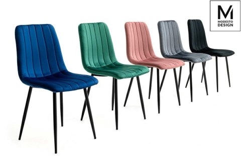 Modesto Design MODESTO krzesło LARA ciemny niebieski - welur, nogi metal czarne Modesto Design MODESTO krzesło LARA ciemny niebieski - welur, nogi metal czarne