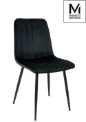 Modesto Design MODESTO krzesło LARA czarne - welur dekoracyjne przeszycia na oparciu i siedzisku nogi czarny metal Modesto Design MODESTO krzesło LARA czarne - welur dekoracyjne przeszycia na oparciu i siedzisku nogi czarny metal