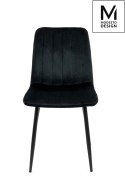 Modesto Design MODESTO krzesło LARA czarne - welur dekoracyjne przeszycia na oparciu i siedzisku nogi czarny metal Modesto Design MODESTO krzesło LARA czarne - welur dekoracyjne przeszycia na oparciu i siedzisku nogi czarny metal