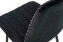Modesto Design MODESTO krzesło LARA czarne - welur dekoracyjne przeszycia na oparciu i siedzisku nogi czarny metal