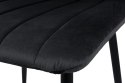Modesto Design MODESTO krzesło LARA czarne - welur dekoracyjne przeszycia na oparciu i siedzisku nogi czarny metal