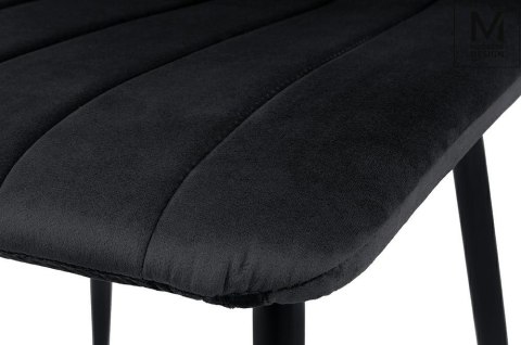 Modesto Design MODESTO krzesło LARA czarne - welur dekoracyjne przeszycia na oparciu i siedzisku nogi czarny metal Modesto Design MODESTO krzesło LARA czarne - welur dekoracyjne przeszycia na oparciu i siedzisku nogi czarny metal