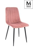Modesto Design MODESTO krzesło LARA pudrowy róż - welur przeszycia na oparciu i siedzisku, nogi metalowe czarne Modesto Design MODESTO krzesło LARA pudrowy róż - welur przeszycia na oparciu i siedzisku, nogi metalowe czarne