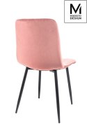 Modesto Design MODESTO krzesło LARA pudrowy róż - welur przeszycia na oparciu i siedzisku, nogi metalowe czarne