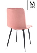 Modesto Design MODESTO krzesło LARA pudrowy róż - welur przeszycia na oparciu i siedzisku, nogi metalowe czarne Modesto Design MODESTO krzesło LARA pudrowy róż - welur przeszycia na oparciu i siedzisku, nogi metalowe czarne