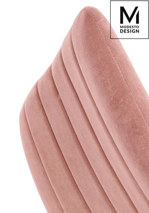 Modesto Design MODESTO krzesło LARA pudrowy róż - welur przeszycia na oparciu i siedzisku, nogi metalowe czarne Modesto Design MODESTO krzesło LARA pudrowy róż - welur przeszycia na oparciu i siedzisku, nogi metalowe czarne
