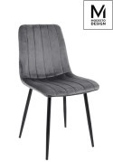 Modesto Design MODESTO krzesło tapicerowane LARA szare - welur, nogi metal czarny Modesto Design MODESTO krzesło tapicerowane LARA szare - welur, nogi metal czarny