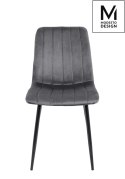 Modesto Design MODESTO krzesło tapicerowane LARA szare - welur, nogi metal czarny Modesto Design MODESTO krzesło tapicerowane LARA szare - welur, nogi metal czarny