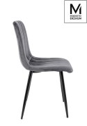 Modesto Design MODESTO krzesło tapicerowane LARA szare - welur, nogi metal czarny Modesto Design MODESTO krzesło tapicerowane LARA szare - welur, nogi metal czarny
