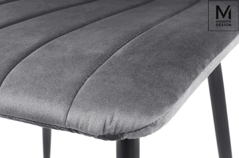 Modesto Design MODESTO krzesło tapicerowane LARA szare - welur, nogi metal czarny Modesto Design MODESTO krzesło tapicerowane LARA szare - welur, nogi metal czarny