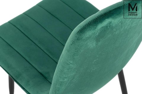 Modesto Design MODESTO krzesło tapicerowane LARA zielone - welur, nogi metal czarny Modesto Design MODESTO krzesło tapicerowane LARA zielone - welur, nogi metal czarny
