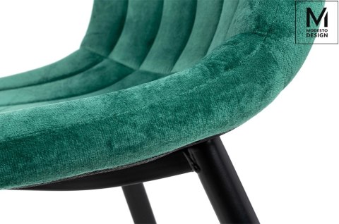 Modesto Design MODESTO krzesło tapicerowane LARA zielone - welur, nogi metal czarny Modesto Design MODESTO krzesło tapicerowane LARA zielone - welur, nogi metal czarny