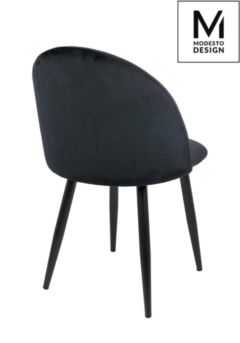 Modesto Design MODESTO krzesło tapicerowane NICOLE czarne - welur, nogi metal czarne Modesto Design MODESTO krzesło tapicerowane NICOLE czarne - welur, nogi metal czarne