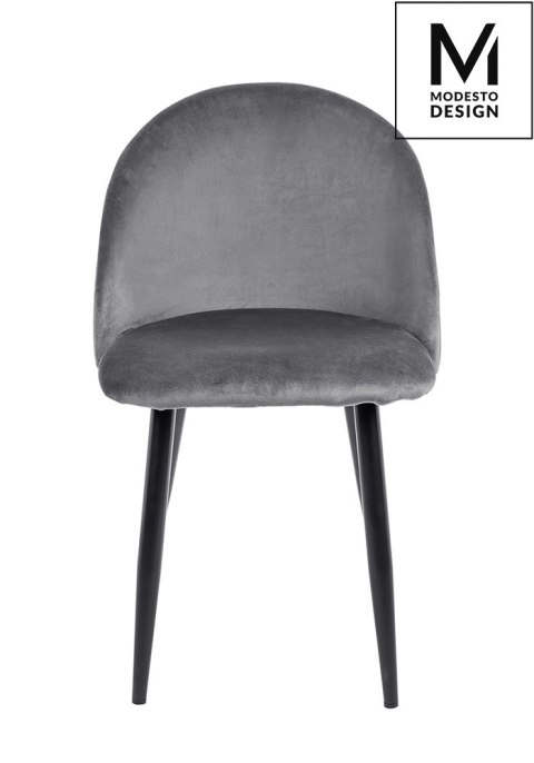 Modesto Design MODESTO krzesło NICOLE szare - welur, nogi metal czarne Modesto Design MODESTO krzesło NICOLE szare - welur, nogi metal czarne