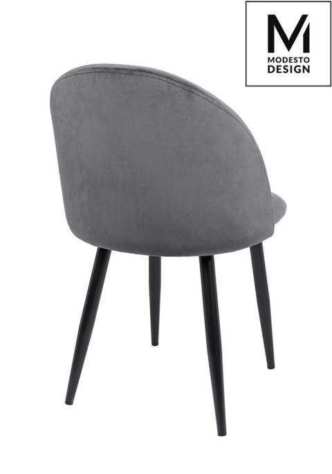 Modesto Design MODESTO krzesło NICOLE szare - welur, nogi metal czarne Modesto Design MODESTO krzesło NICOLE szare - welur, nogi metal czarne