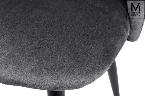 Modesto Design MODESTO krzesło NICOLE szare - welur, nogi metal czarne Modesto Design MODESTO krzesło NICOLE szare - welur, nogi metal czarne