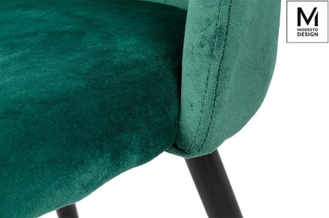 Modesto Design MODESTO krzesło NICOLE zielone - welur, nogi metal czarne Modesto Design MODESTO krzesło NICOLE zielone - welur, nogi metal czarne