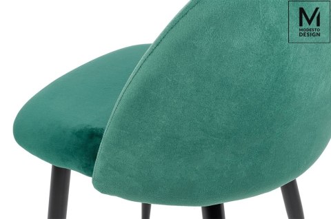 Modesto Design MODESTO krzesło NICOLE zielone - welur, nogi metal czarne Modesto Design MODESTO krzesło NICOLE zielone - welur, nogi metal czarne