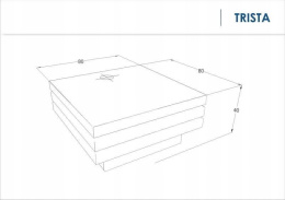 SIGNAL ŁAWA TRISTA BIAŁY/SZARY LAKIER 80X80X42