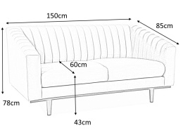 SIGNAL SOFA KANAPA ASPREY 2 TAPICERKA VELVET CURRY BLUVEL 68 / DREWNO WENGE ŻÓŁTY DEKORACYJNE PRZESZYCIA Z PODŁOKIETNIKAMI